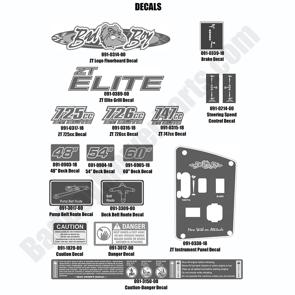 Bad Boy Mower Parts 2018 ZT Elite|Decals