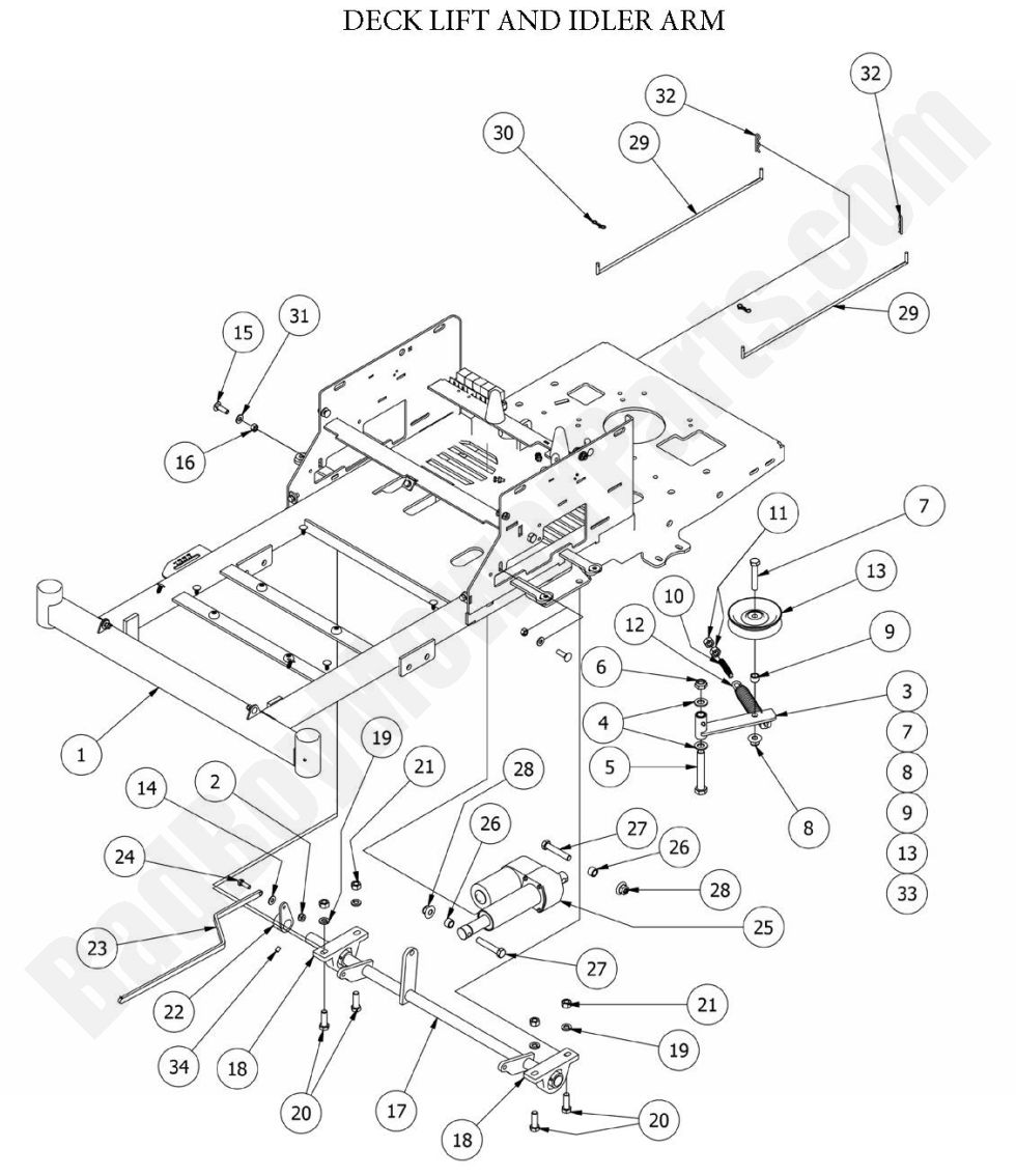 2015 ZT Elite - Frame & Actuator Diagram|Bad Boy Mower Parts