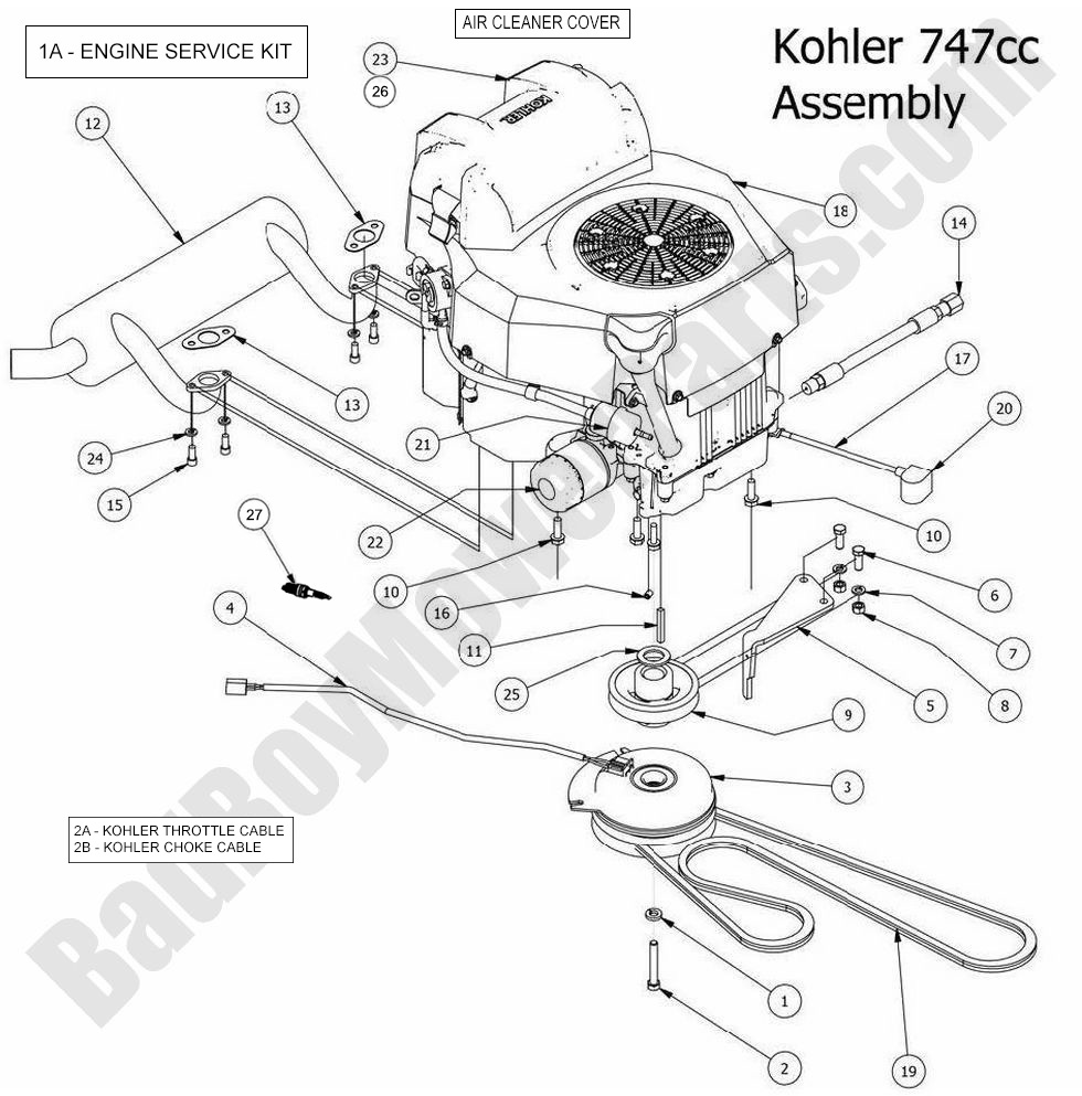 Bad Boy Parts Lookup - 2014 Outlaw Kohler Engine 747cc